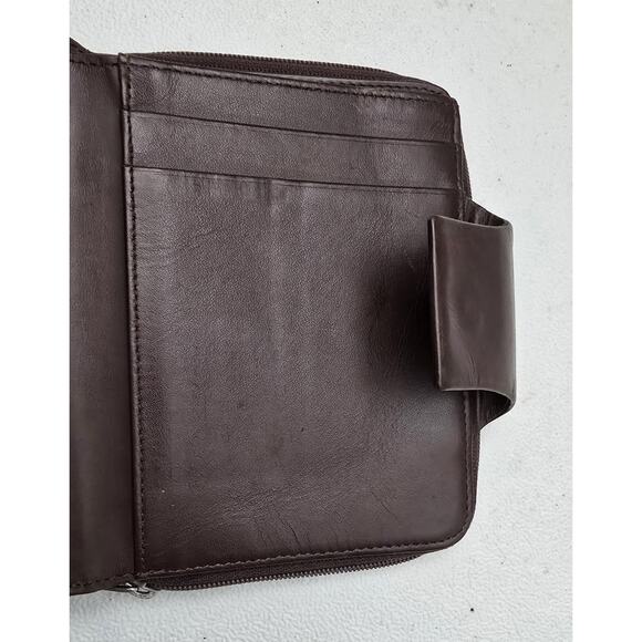 Mandarina Duck Bifold Zip Accordion Wallet Calfskin Leather Brown MD38 - Picture 11 of 12